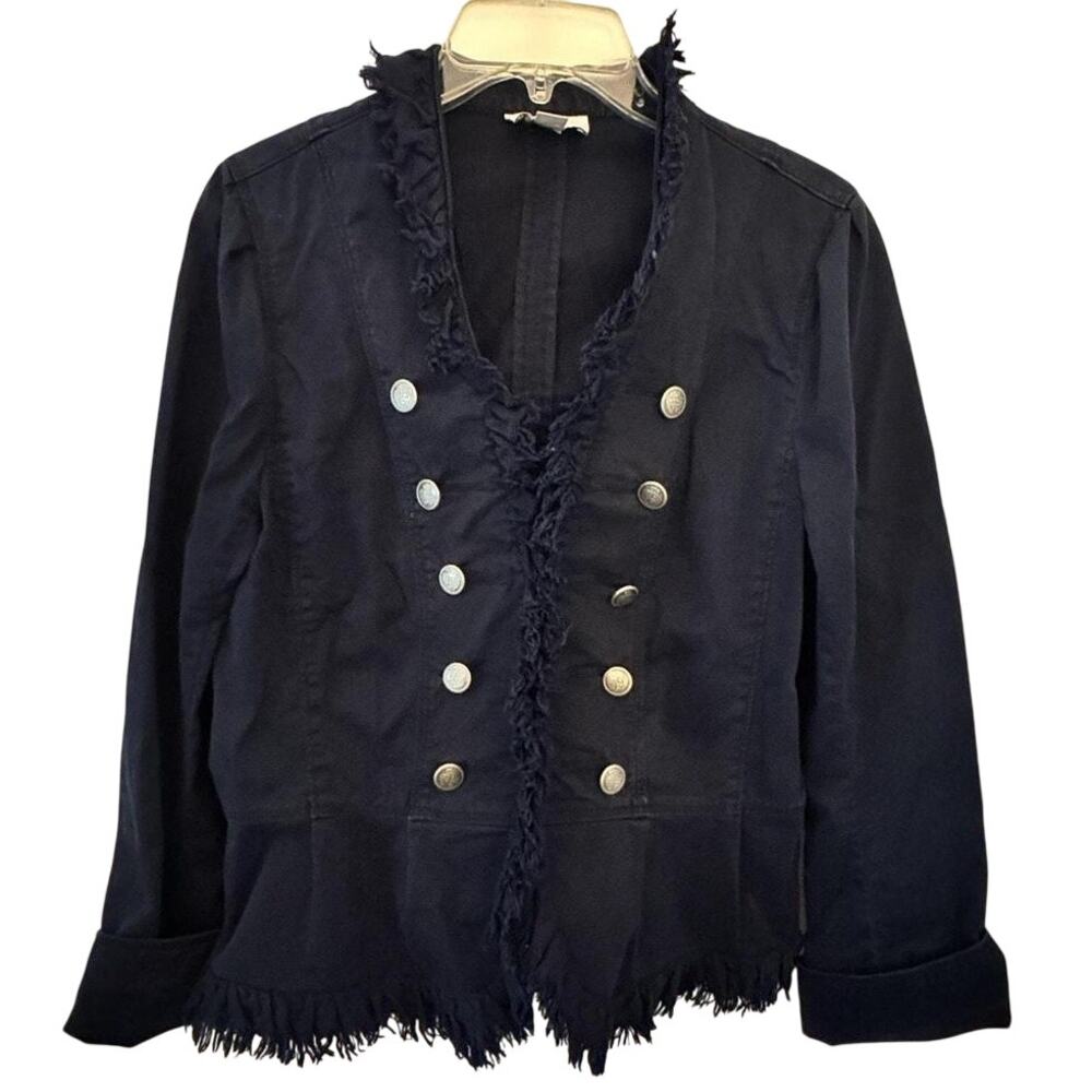 1253- LOFT Military Jacket with fringe around edge - Size 8